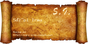 Sápi Irma névjegykártya